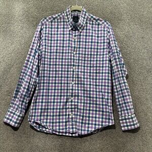 Tailorbyrd Collection‎ Button Up Shirt Men Small Purple Plaid Long Sleeve Cotton
